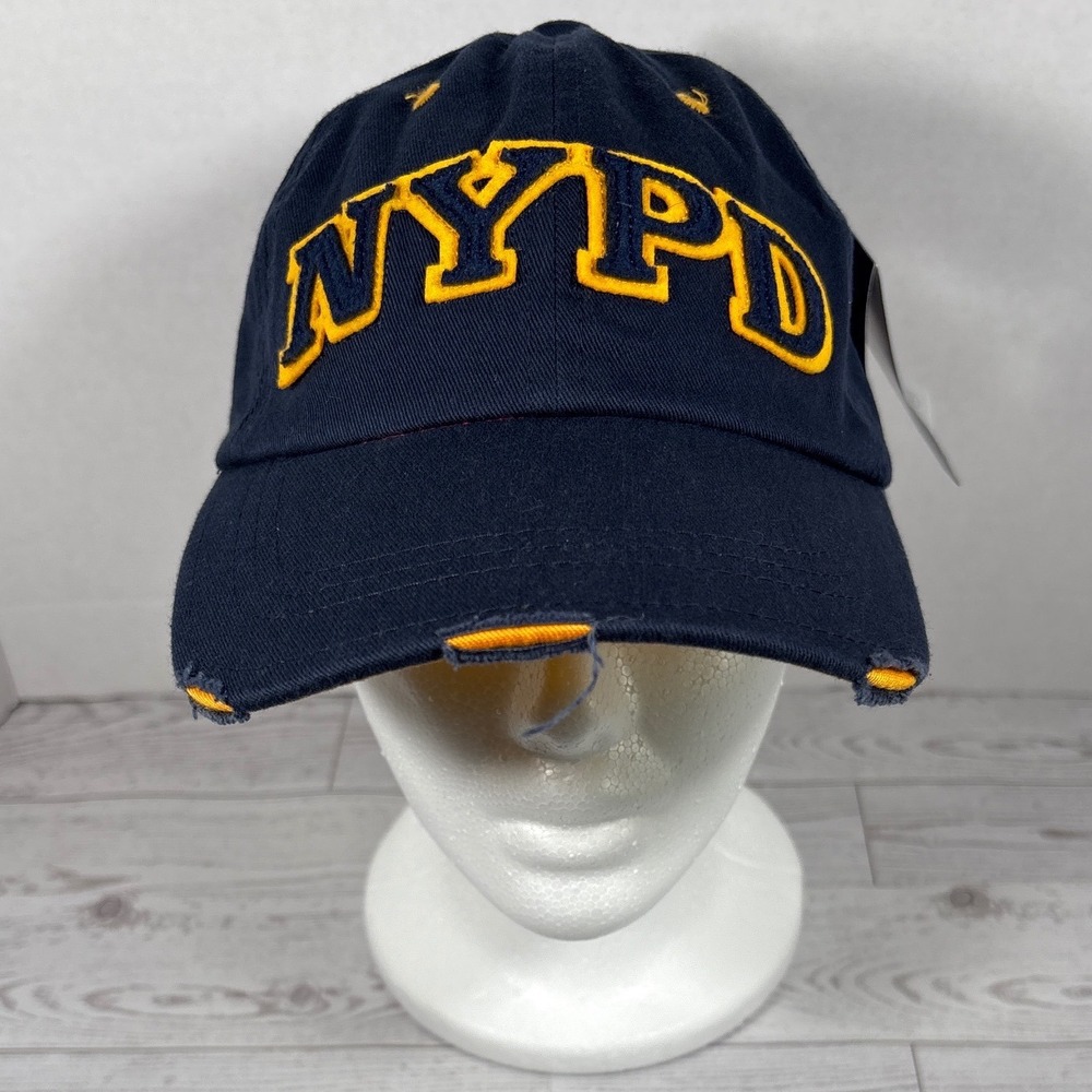 NYPD Navy Blue‎ Distressed Baseball Cap Adjustable Strap Embroidered Logo